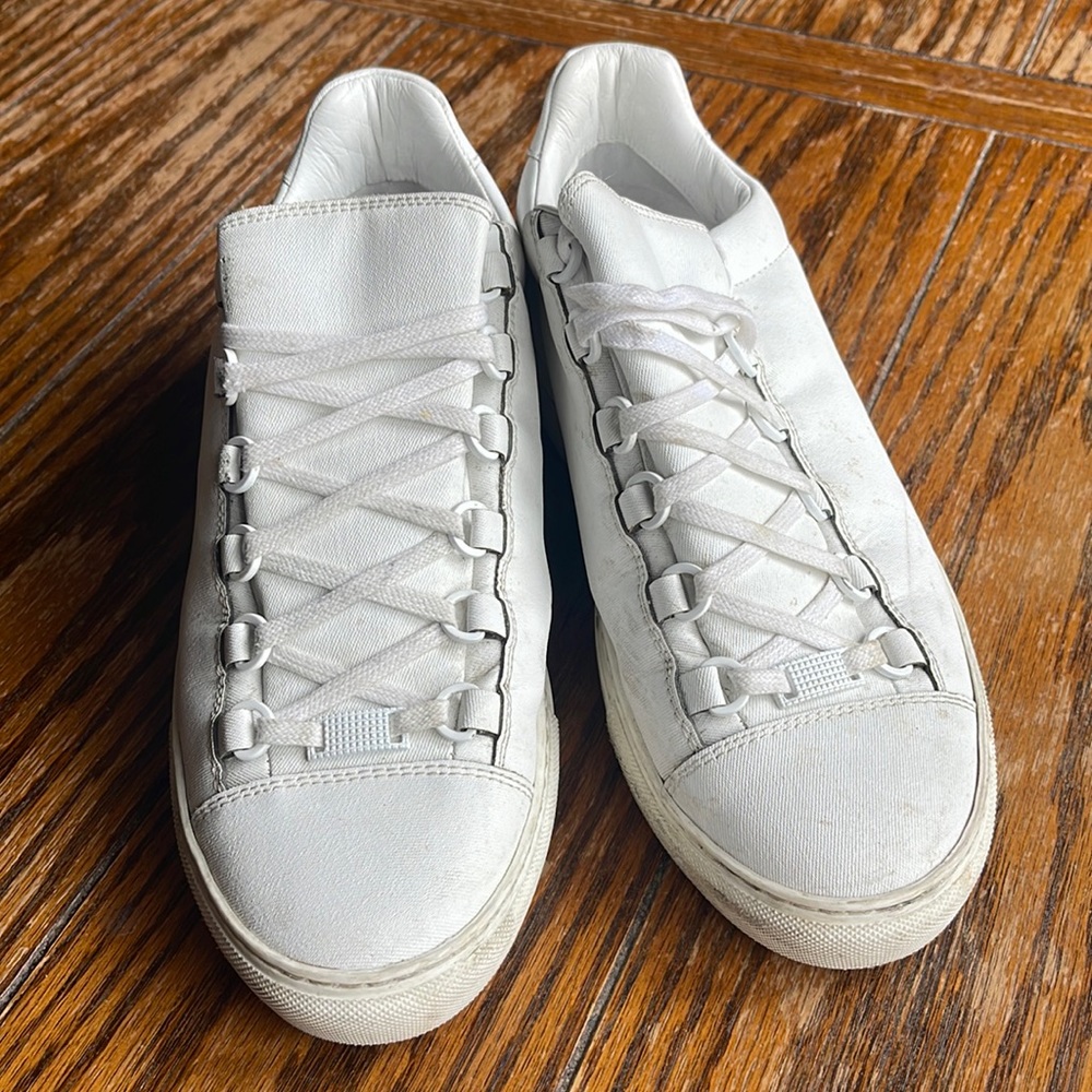 White Balenciaga Low Top Canvas Arena Sneakers Size 40